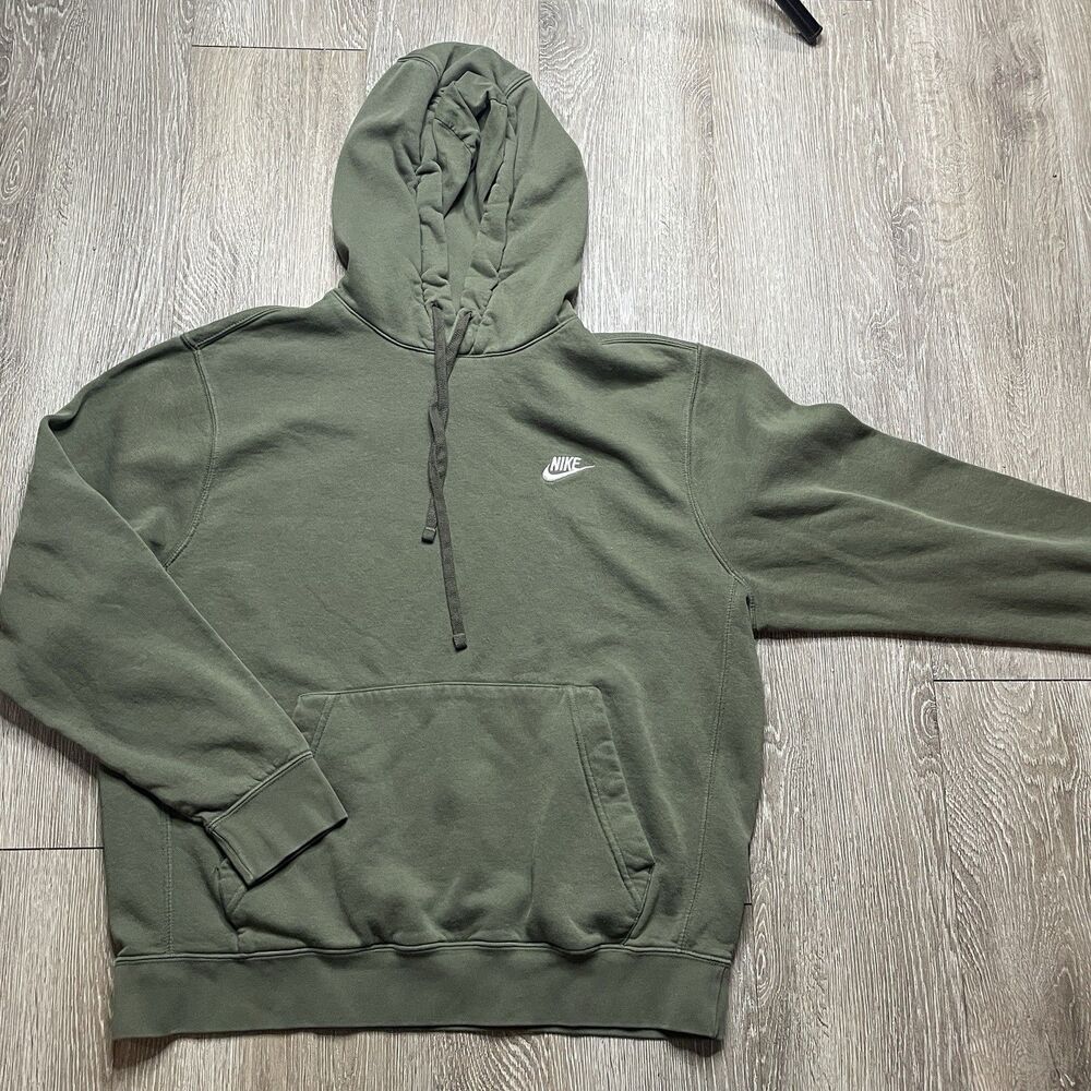 Nike Sportswear Club Fleece Green Pullover Hoodie Sweatshirt BV2654-380 Men's L